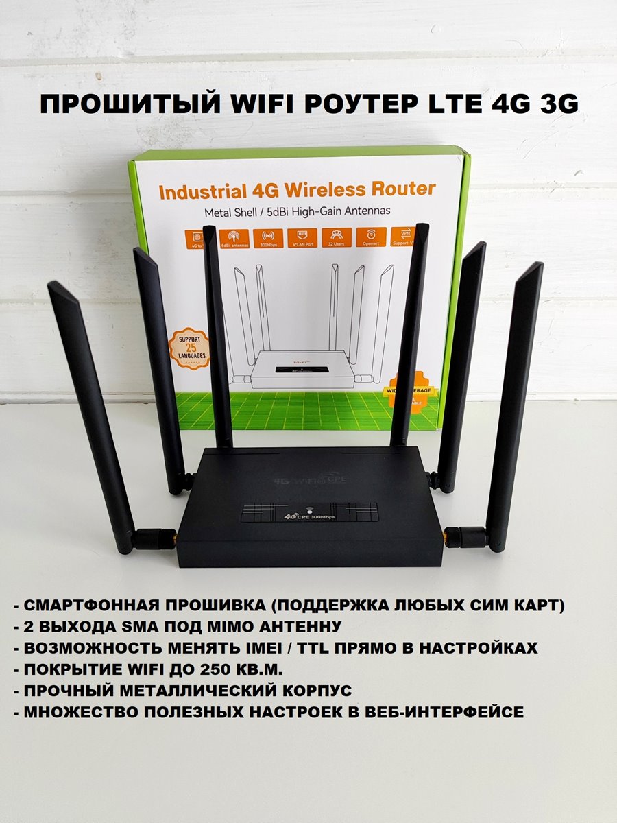 Прошитый WIFI роутер с сим слотом VEMO R300 PRO LTE 4G 3G MIMO