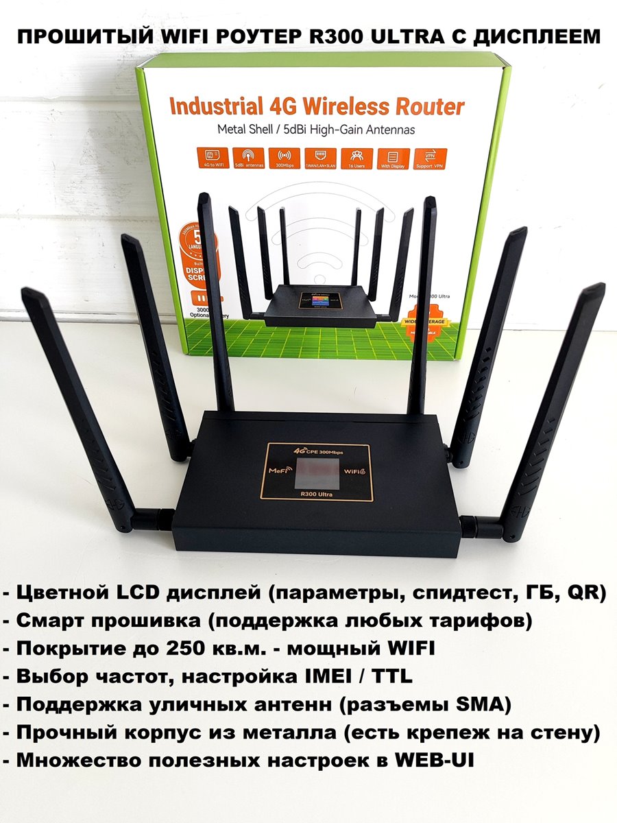 Прошитый 300мбит/с WIFI роутер модем R300 Ultra 3G 4G LTE с сим слотом интернет для дачи дома TTL